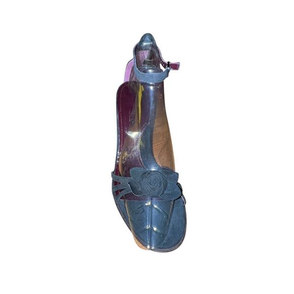 Via Spiga Sennes Black Suede Open Toe Black Ankle Strap Pumps Womens Size 10 NWB - Picture 2 of 10